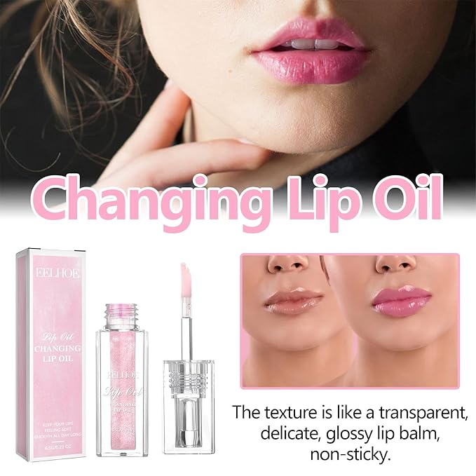 YUANLI Color Changing Lip Oil, Magic Hydrating Glimmer Changing