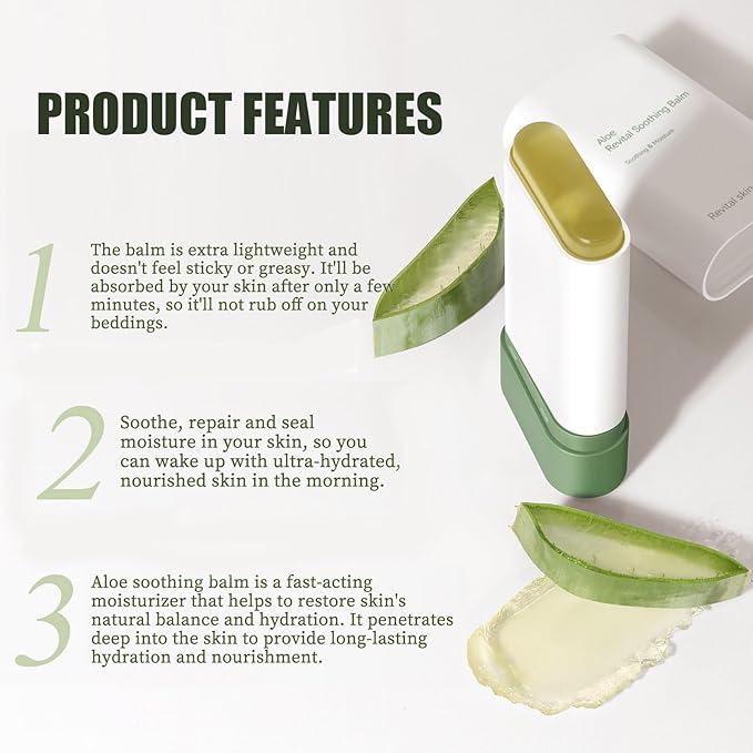 gcdat Aloe Vera Gel Stick, Aloe Revital Soothing Balm Stick, Deeply Moisturizingfor Dry Skin, Soothing & Rapairing after Sun, Pure Aloe Vera Gel for Face & Body, 0.53 Oz