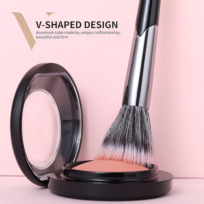 DUcare Stippling Blush Brush, Cheek Brush, Professional Brush for Blush, Bronzer & Foundation, Duo-Fiber Makeup Brush for Liquid, Cream, Putty & Powder(V07)