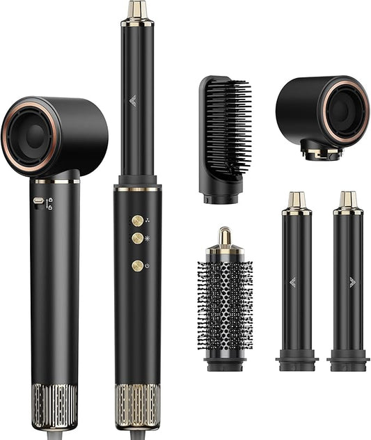 5 in 1 Hair Styler & Hair Dryer Brush, Upgrade Multi Blow Dryer Brush, Detachable Hot Air Brush Negative Ion Curling Brush Iron, Salon-Perfect Curls for All Hair Types