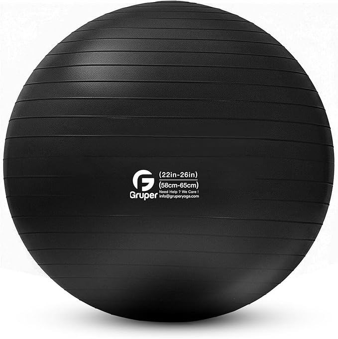 Gruper Yoga and Pilates Ball,4 Sizes Gym Ball for Fitness, Yoga, Workout, Pregnancy and Physical Therapy,Quick Pump Included,Great as Yoga Ball Chair for Office or Home Gym Equipment