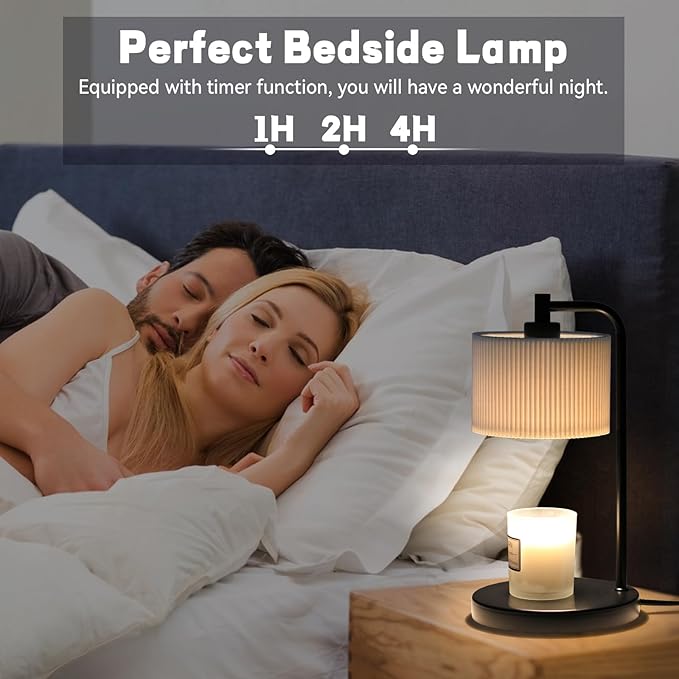 Candle Warmer Lamp with Timer, Dimmable Candle Wax Warmer Electric Candle Lamp for Scented Candles with Bulbs, Christmas Gifts House Warming Gifts Home Decor(Black)