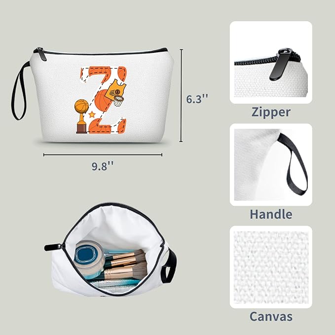 ARIOSEY Basketball Gifts Monogrammed Cosmetic Travel Makeup Bag Basketball Accessories Graduation Birthday Gifts for Girls Coaches Daughters Team Friend Mom Player-Z