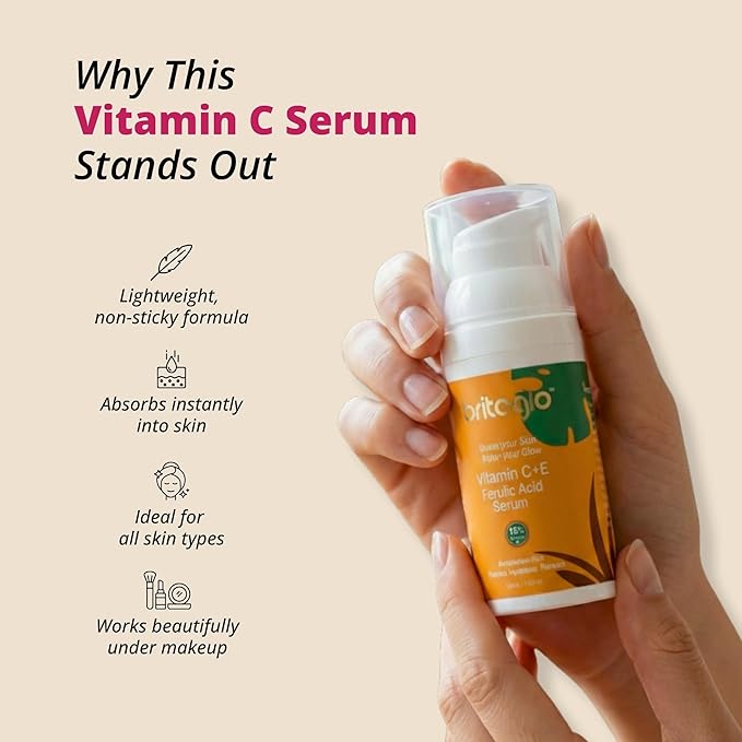 15% Vitamin C Serum for Face with 3-O-Ethyl Ascorbic Acid, Niacinamide & Ferulic Acid – Brightening, Dark Spot & Anti-Aging Facial Serum, Fragrance Free