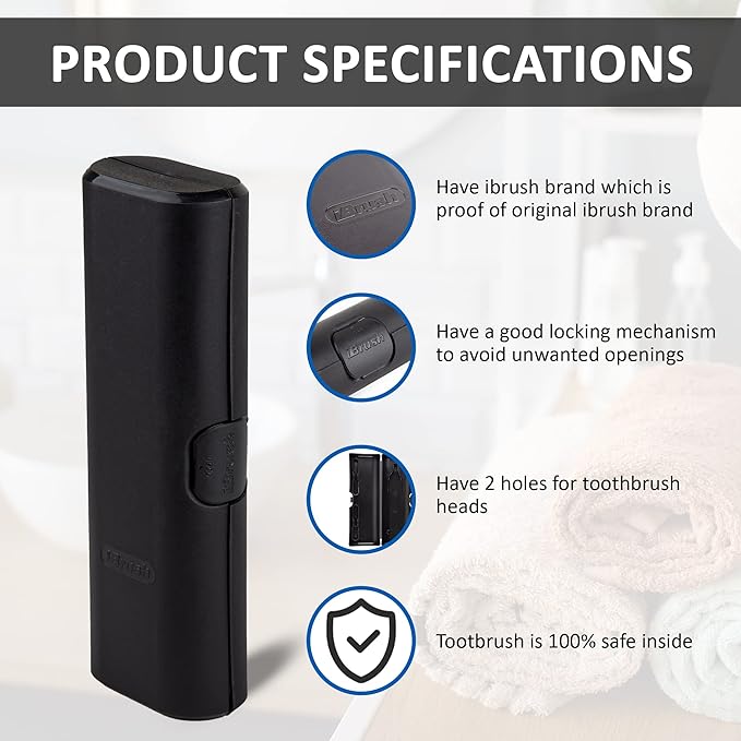Electric Toothbrush Travel Case Compatible with Oral-B – Compact Hard Shell for Handles up to 20 cm, Protective Toothbrush Holder for Travel & Daily Use (Black)
