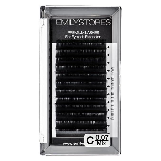 Eyelash Extensions 0.07mm Thickness C Curl Length 8-14mm Mixed Size Easy Fan Eye Lashes For Lash Extensions(0.07,C,Mixed 8-14mm)
