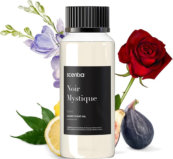 Scentia Noir Mystique Diffuser Oil, Inspired by Edition Hotel, 120 ml (0.67 fl oz) | Essential Oil Blend of Rose, Bergamot, Lemon & Musk | Luxury Aroma for Aromatherapy Diffusers & Humidifiers