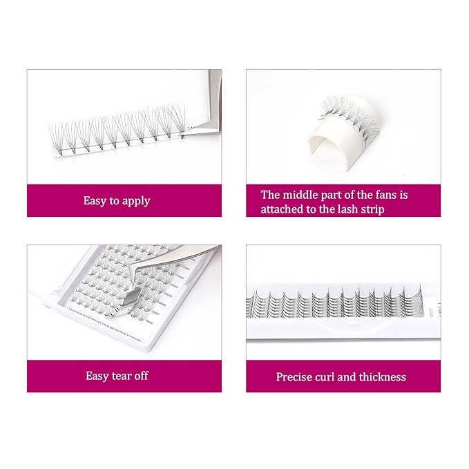 Premade Fans Volume Lash Extensions C D Curl Mix Tray 8-14mm .07 6D Handmade Pre made Fanned Russian Cluster Eyelashes by FADLASH (6D-0.07-C, Mix 8-14mm)