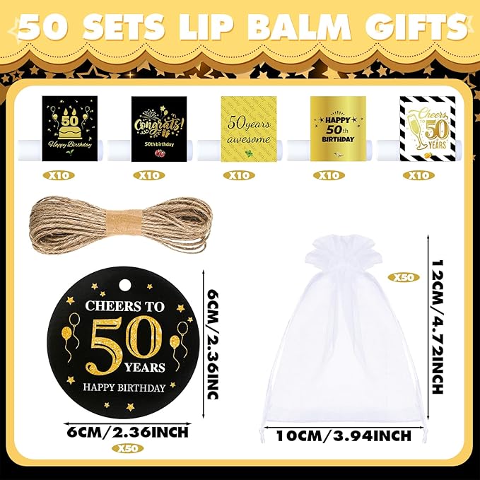 50 Sets Birthday Favors Lip Balm
