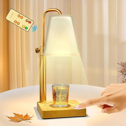 Candle Warmer Lamp with Timer Electric Wax Warmer for Scented Wax Melt Warmer Melter for Jar Candles Touch & Remote Control Dimmable Adjustable Height Gifts for Women 2 Bulbs Frossted Glass