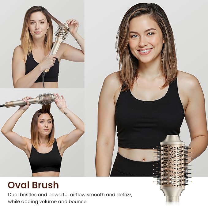 MESCOMB 6-in-1 Hot Air Styler – Hair Dryer & Air Styler with Straightener, Auto Curler, Volumizing Brushes, Frizz-Free Hair Styler for Straighting, Curling, Smoothing & Adding Volume, Not Damage