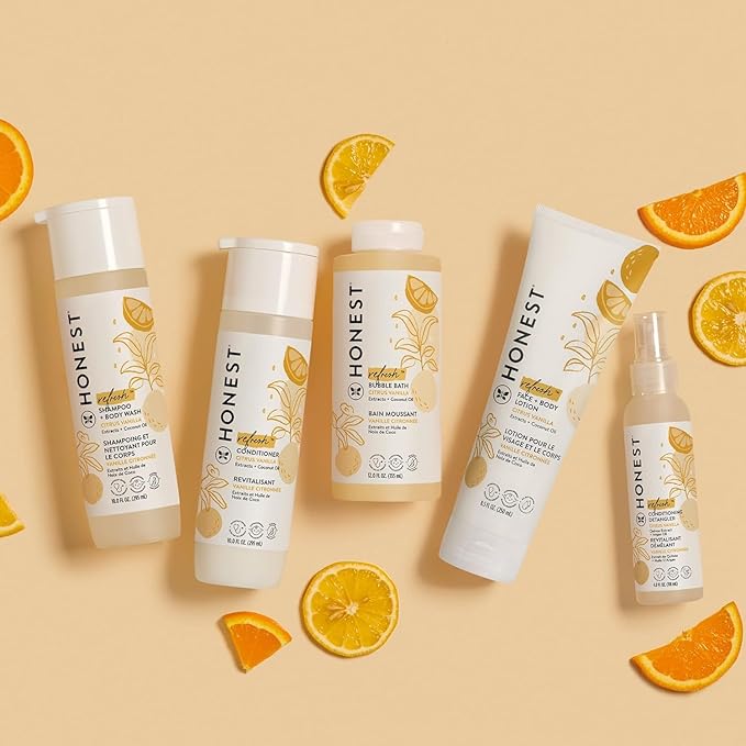 The Honest Company Silicone-Free Conditioner, Gentle Tear-Free, Hypoallergenic, Baby Hair Care with Naturally Derived Ingredients, Citrus Vanilla Refresh, 10 fl oz