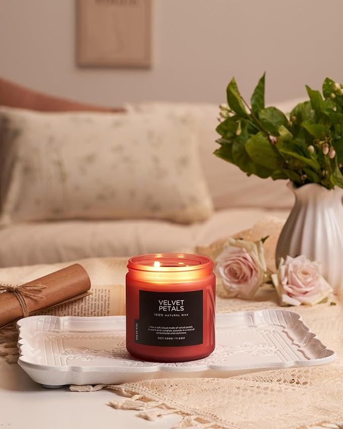 M&SENSE Sandalwood Rose Scented Candles for Home, 70 Hour Long Lasting 11.6oz Organic Natural Soy Wax Luxury Floral Scented Candle Gifts for Valentine's Day