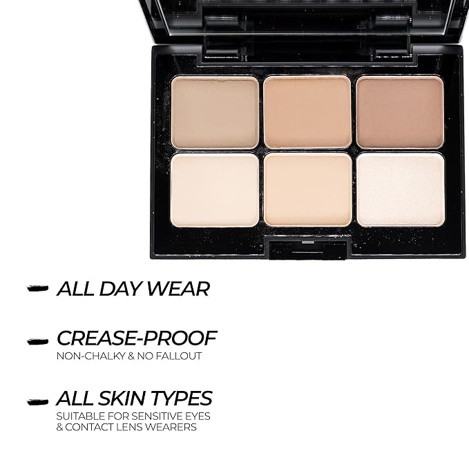 Eyeshadow Palette – 6 Highly Pigmented, Crease-Proof Matte & Shimmer Shades – Long-Lasting, Blendable & Buildable Pigments – Compact & Travel-Friendly (Bare Neutrals)