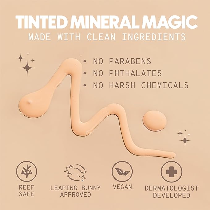 SPOOGE Dew Me Mineral All-Screen - Tinted SPF 30 Face Sunscreen with Hyaluronic Acid + Niacinamide for Golden Glow Dewy Finish - Dermatologist Developed, Makeup Primer Complexion Perfector - (1.7 Oz)