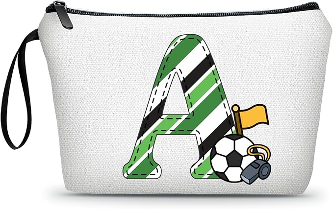 ARIOSEY Soccer Gifts Personalized Soccer Ball Cosmetic Bag for Purse Birthday Inspirational Gifts for Girls Women Team Coach Mom Stuff Travel Organizer,Christmas-A