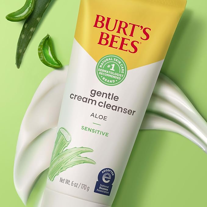 Burt's Bees Gentle Cream Cleanser with Aloe for Sensitive Skin, 98.9% Natural Origin, 6 Ounces
