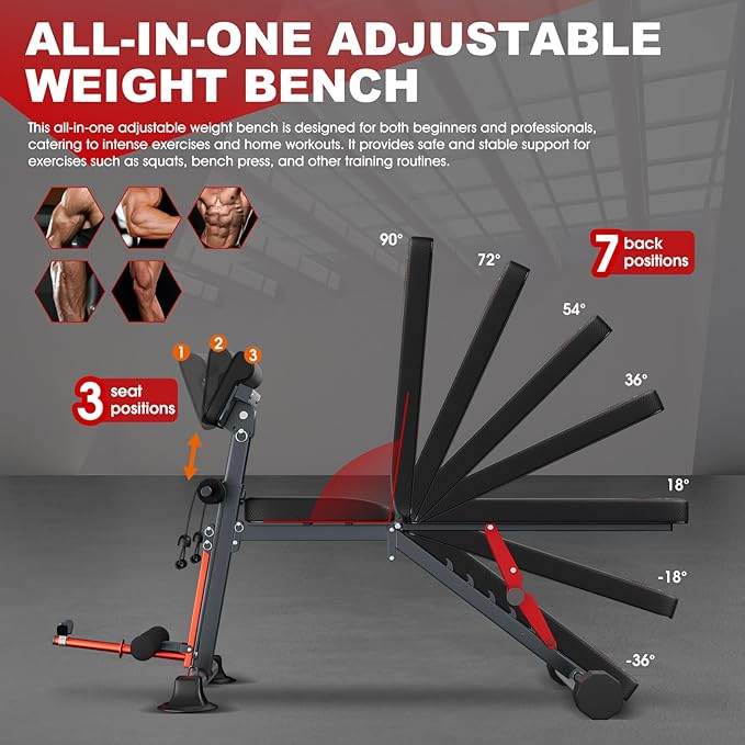 Adjustable Weight Bench 800LBS Foldable