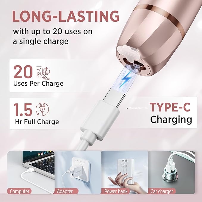 Electric Razor for Women Body: Rechargeable Painless Electric Shaver for Bikini Face Body Legs Underarms (Rose Gold)