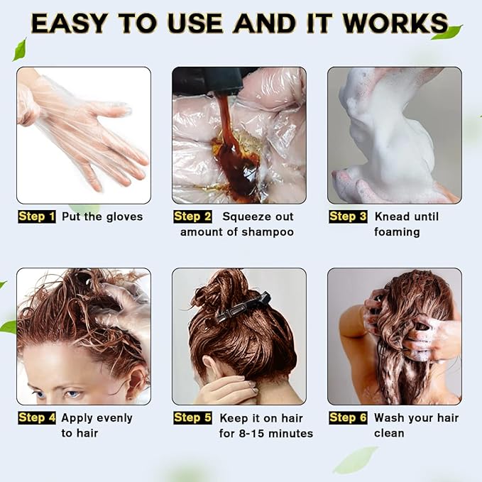 IIIMEIDU MEIDU Dark Brown Hair Dye Shampoo 3 in 1, Instant Hair Color Shampoo for Women Men, Herbal Ingredients Coloring in Minutes 500ML