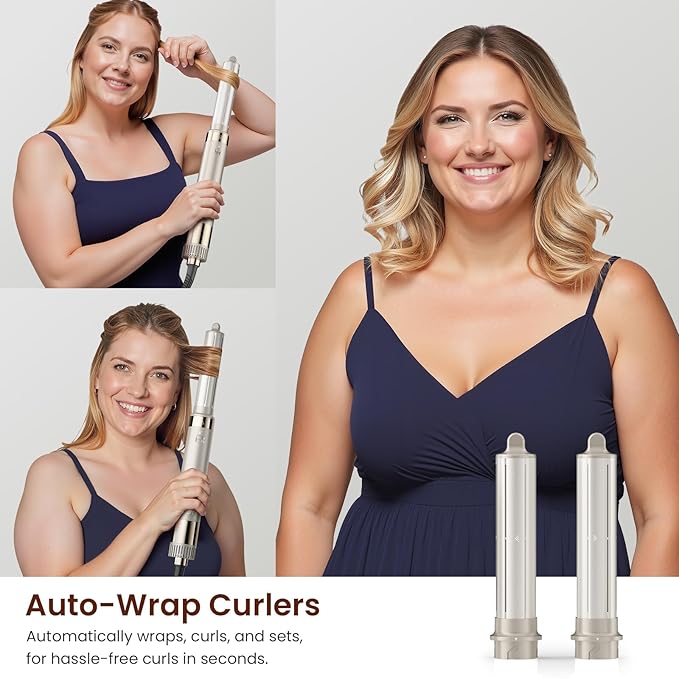 MESCOMB Upgraded 5-in-1 Hot Air Styler – Hair Dryer & Versatile Air Styler with Auto Wrap Curlers, Volumizing Brushes, Frizz-Free Hair Styler Tool for Curling, Smoothing & Adding Volume, Not Damage