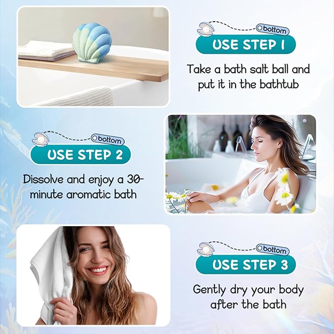 6 XXL Shell Shaped Bath Bombs with Sea Salt,Nourishes & Soothes Dry Skin,6 Unique Fragrances for a Spa Bubble Bath at Home,Gift Set for Women & Men