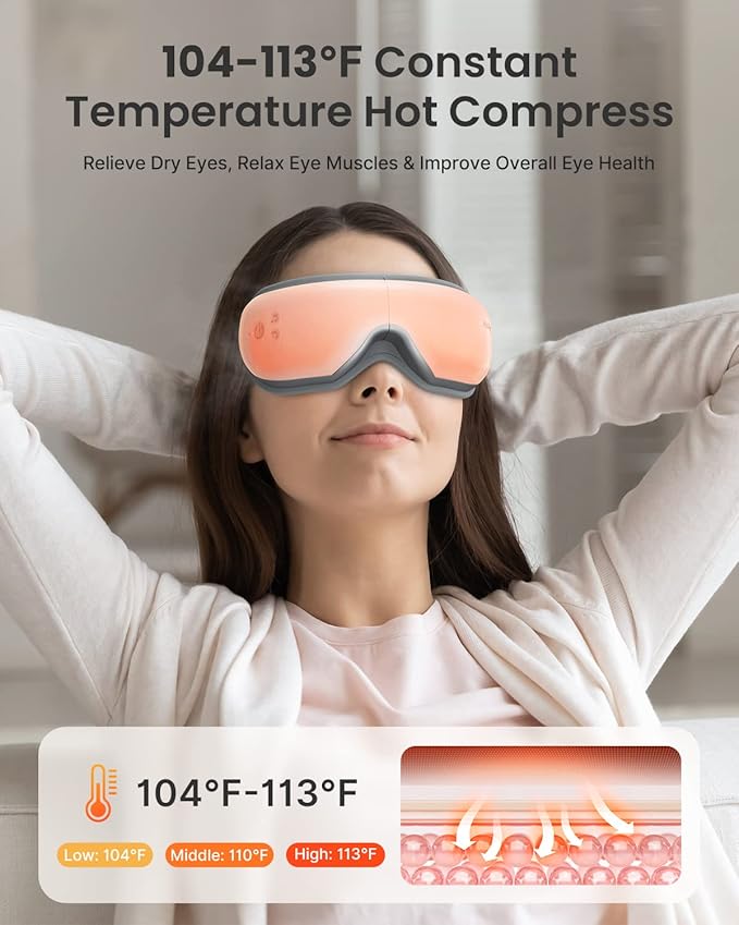 RENPHO Eye Massager with Heat, Valentines Day Gifts for Her Him Birthday Gifts for Women Mom, FSA Eligible HSA Eye Mask App Control for Migraine,Sleep Mask for Dry Eyes Relax for Men Dad Eyeris 1