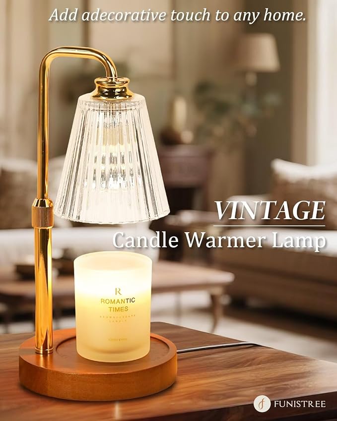 Candle Warmer Lamp with Timer Dimmable, Birthday Valentines Day Gifts for Women Mom, Adjustable Candle Warmer with 2 Bulbs, Crystal Candle Lamp Warmer for Jar Scented Candles, House warming Home Decor