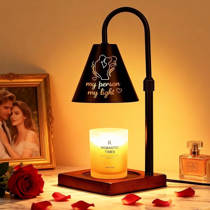 Candle Warmer Lamp with Timer Dimmable, Valentines Day Gifts for Him Her Couple, Anniversary, Adiustable Height Modern Candle Warmer Black Candle Lamp, Personalized Gifts for Husband, Wife