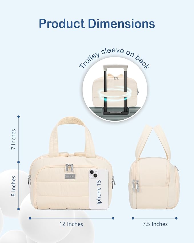 TOPDesign Travel Toiletry Bag for Women, Puffer Large Toiletry Bag, Lightweight Cosmetic Makeup Organizer with Handle for Traveling, Accessories, Essentials, Toiletries (Peony)