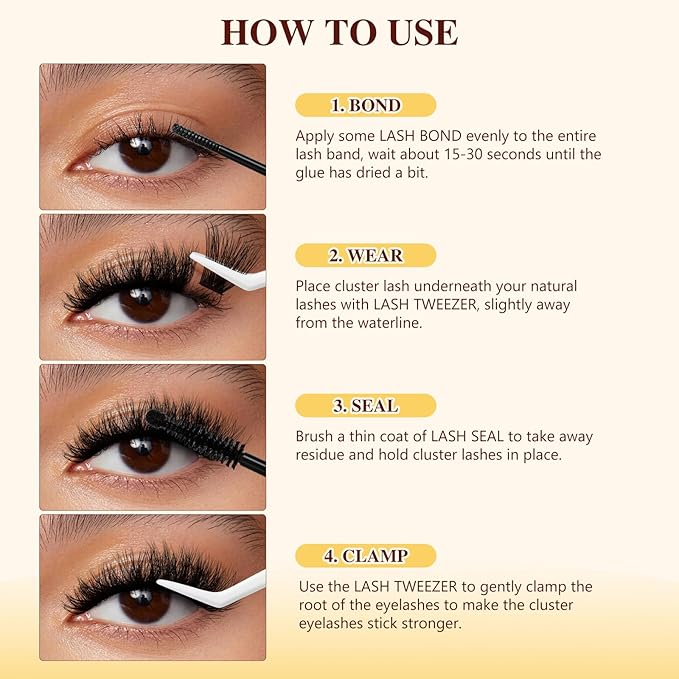 QUEWEL Lash Clusters Kit, Cluster Lashes Kit Includes 168 Pcs Lash Clusters with Large Capacity 16ml Bond and Seal, Lash Applicator Easy to Use for Beginners at Home (3D-MIX10-18 Kit)