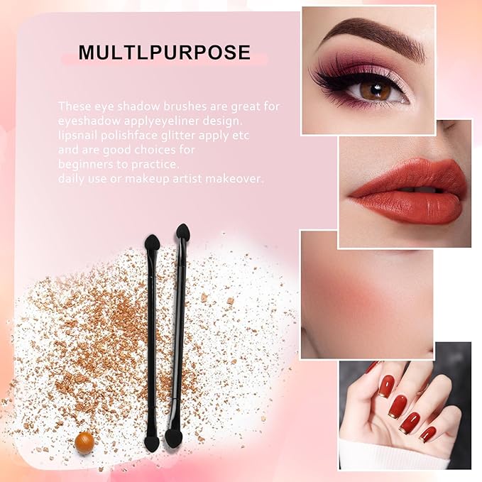 JOCEMY 30 PCS Professional Disposable Dual Side Sponge Eyeshadow Brush, Double Head Eye shadow Brushes Makeup Applicator Cosmetic Tools(Length: 12 cm, Round Handle, Black)