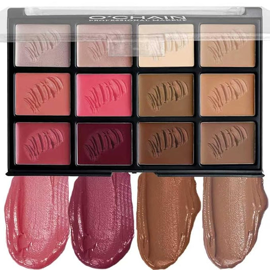 O'CHAIN 12 Colors Cream All in One Face Palette Set, Contour Blush Highlighter Makeup Palette Kit, Long Lasting, Beauty Gift for women, Ideal for Valentine's Day and Festival