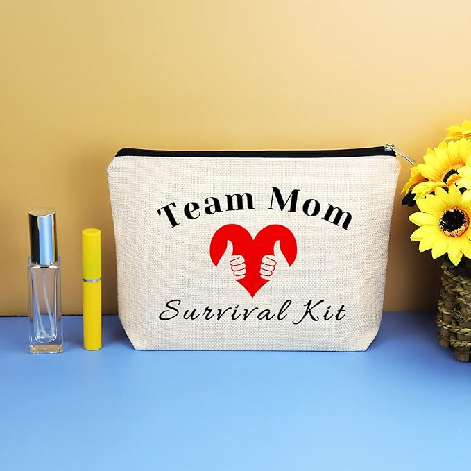 Team Mom Gifts Team Leader Thank You Gift for Women Makeup Bag Cosmetic Bag Pouch Team Mom Appreciation Gifts Birthday Gifts for Coach Mom Baseball Soccer Football Basketball Badminton Swimming Leader