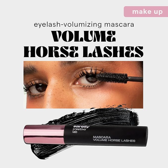 SARELLY Horse Lashes Mascara | Waterproof | Volumizing & Lengthening | Lash-Conditioning | Vegan & Cruelty-Free | Black