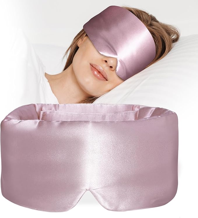 ATreebay 100% Mulberry Silk Sleep Mask, Large Eye Cover for Sleeping, Comfortable and Pressure-Free Sleeping Masks for Women Men, Completely Blackout (Light Plum)