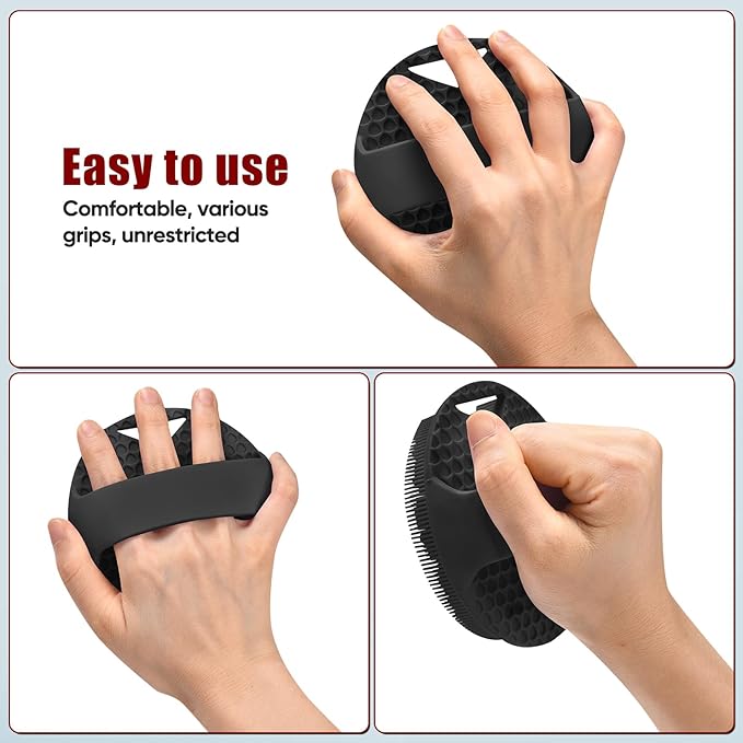 New Upgrade - Silicone Body Scrubber, Anti Zinc Infused - Heavy Nodes, Multifunctional Silicone Loofah for Humid Environment, Shower, Exfoliating, Lymphatic Drainage, Blood Circulation - Black
