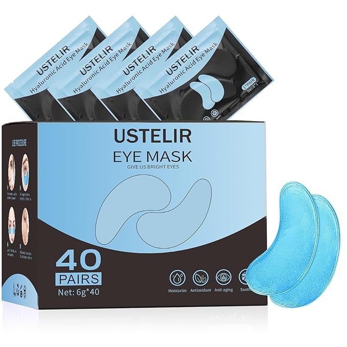 USTELIR Under Eye Patches, 40 Pairs Eye Mask for Dark Circles, Puffy Eyes, Undereye Bags,Wrinkles,Eye Mask Patches with Hyaluronic Acid, Eye Treatment Skin Care for Men & Women Gift
