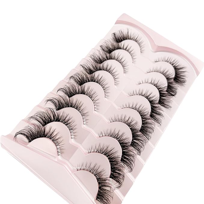Yasnai Cat Eye Lashes Fluffy False Eyelashes Volume Lashes Wispy Fake Lashes Natural Eyelashes Strip Lashes 9 Pairs Pack 9D
