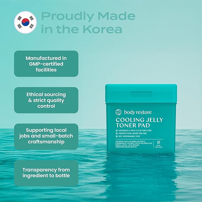 Body Restore Niacinamide Toner Pads – Valentines Day Gifts for Her and Him, Korean Skin Care, Face Wipe with Hyaluronic Acid, Travel Essentials, Birthday Gifts for Women and Men – Cooling Jelly