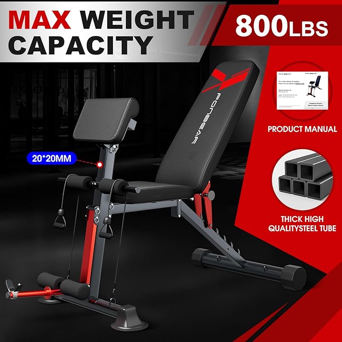 Adjustable Weight Bench 800LBS Foldable