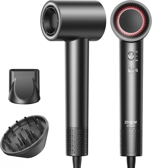 High Speed Hair Dryer 160000 RPM, Professional Ionic Blow Dryer for Fast Drying, Smart Thermo-Control, 500 Million Negative Ions, Quiet Lightweight Hairdryer with Magnetic Diffuser & Concentrator