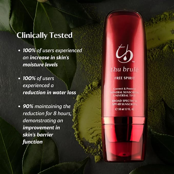 Thu Brulé Free Spirit Mineral Sunscreen SPF 40+ | 3 in 1 Moisturizer, Complexion Balancer, & Sunscreen | UVA/UVB protection 100% Mineral Broad Spectrum Non-Greasy | Travel Size Universal Tint - 10ml