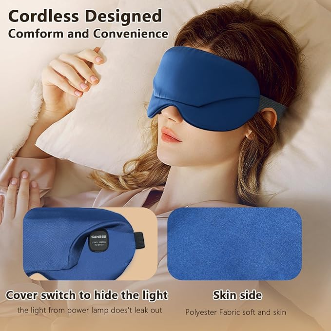 Heated Eye Mask-Cordless Eye Mask for Dry Eyes,Electric Warm Compress for Eyes,Improved Sleep, Blackout Eye Heating Pad for Eye Relief,Rechargeable Warming Eyes Mask for Travel with Washable Cover