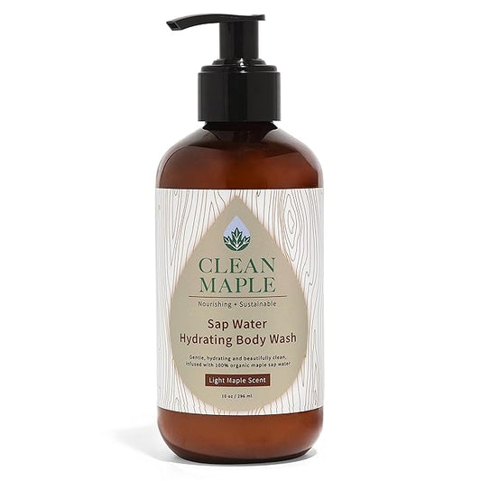 Clean Maple Sap Water Hydrating Body Wash, Light Maple Scent, Nourishing and Sustainable, 10 oz