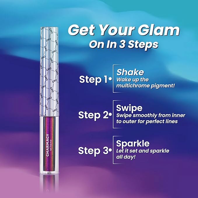 CHARMACY Multichrome Eyeliner Liquid Liner, Glitter liquid eyeliner waterproof, Metallic Intense Color Shifting Colorful Eyeliner, Long wearing, Ultra-Fine Tip Smudge-proof, GREEN INDIGO 905