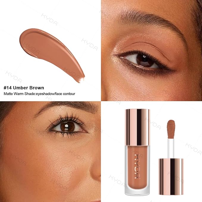 KYDA Liquid Matte Eyeshadow, Warm Brown Umber Eyeshadow, Long-wearing Crease-Resistant Velvet Eyes Tint, Smooth Cream-to-Powder Texture, High Pigmented Eye Shadow Makeup