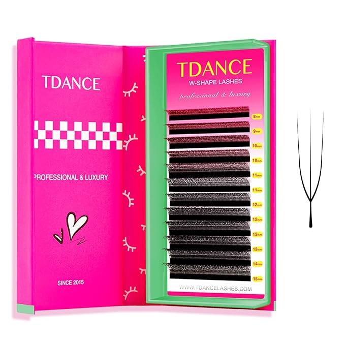 TDANCE U Lash Extensions 2D 3D 4D 5D UU Lash Fans Eyelash Extension U Shaped Natural Volume Lashes Extension Soft Matte Black Lashes(UU-3D-0.07-C,8-15mm)
