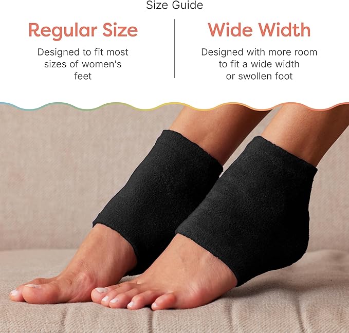 ZenToes Moisturizing Socks for Cracked Heel Treatment, Vitamin E, Olive Oil and Jojoba Oil Infused Heel Socks, Galentines Day Gifts, Self Care Gifts for Women (Fuzzy Black, Wide Width)