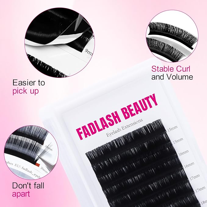 Lash Extension 0.2 D Curl 15-20mm Individual Lashes Mixed Tray Classic Lash Extensions Premium Silk Matte Dark Eyelash Extensions Professional Supplies(0.2-D,15-20mm)